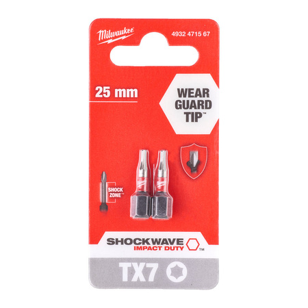 Bity udarowe końcówki do wkrętarki SHW TX7 25 mm 2 szt Shockwave Milwaukee