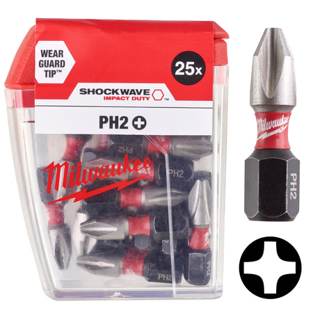 Bity udarowe Milwaukee PH2 x 25 mm Shockwave 25 szt. 4932430853