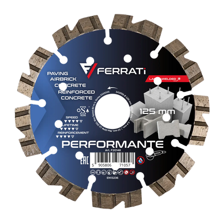 Tarcza do cięcia betonu zbrojonego i bloczków 125 mm Performante Ferrati