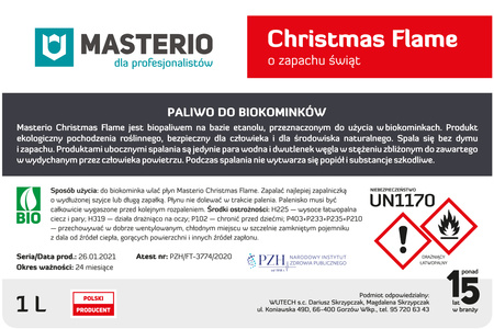 Biopaliwo do kominka Christmas Flame op.3l (3 x op. 1l) Masterio