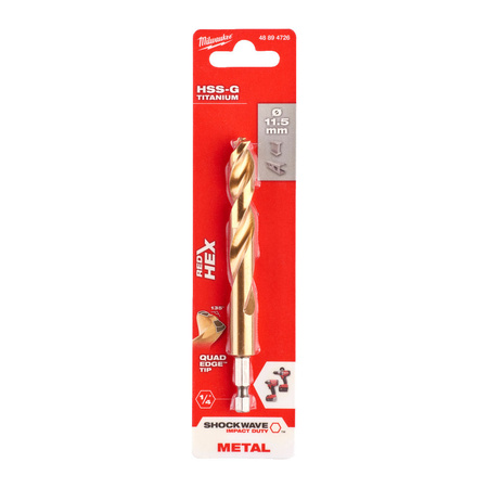 Wiertło do metalu Milwaukee 11,5 mm HSS-G TiN Red HEX 48894726