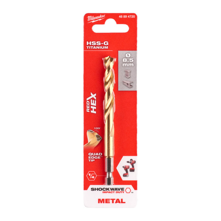 Wiertło do metalu Milwaukee 8,5 mm HSS-G TiN Red HEX 48894720