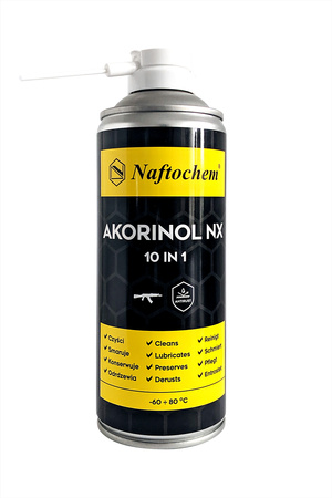 olej do konserwacji czyszczenia broni  spray 400 ml Naftochem Akorinol NX 10  