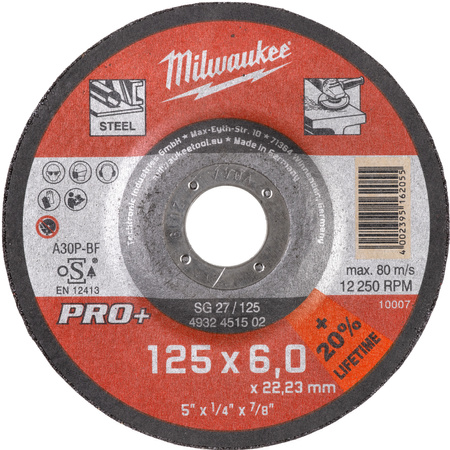 Tarcza do metalu szlifowania 125 mm PRO+ Milwaukee 4932451502