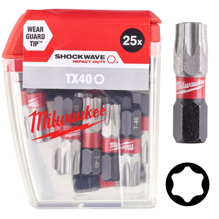 Bity udarowe Milwaukee Torx TX40 25 mm Shockwave 25 szt. 4932430889