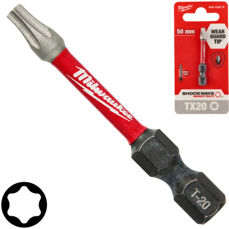 Bit udarowy Torx TX20 50 mm Shockwave Impact Duty Milwaukee 4932430876