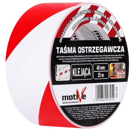 Taśma ostrzegawcza Motive klejąca biało-czerwona 48 mm x 25 m 020 228