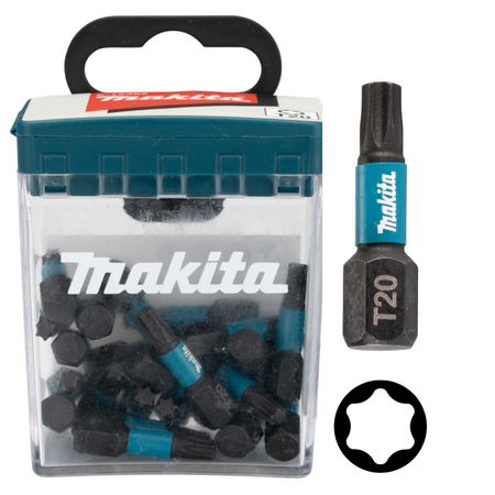 Bity udarowe końcówka wkrętakowa Torx T20 25 mm 25 szt Makita E-12382