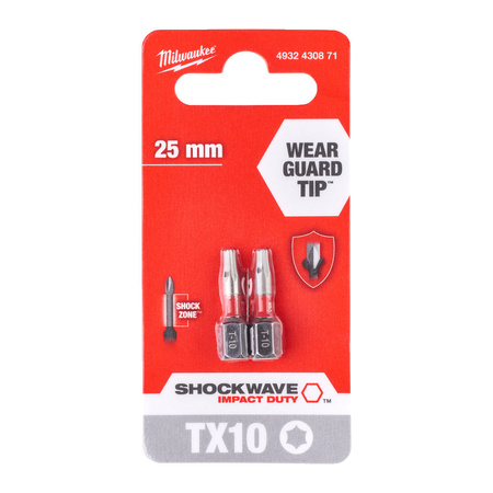 Bity udarowe Milwaukee Torx TX10 25 mm 2szt. Shockwave Impact Duty 4932430871