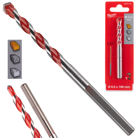 Wiertło udarowe do betonu cegły 6,5 mm Milwaukee 4932471178