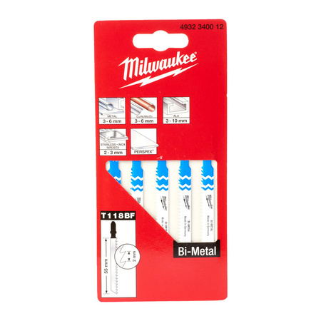 Brzeszczoty do wyrzynarki do metalu bimetallowe 5 szt. Milwaukee 4932340012