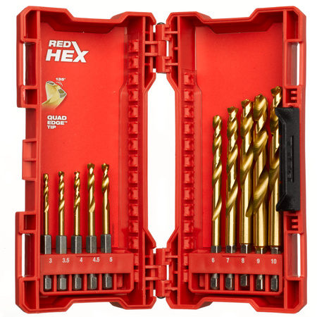 Zestaw wierteł do metalu HSS-G TiN Red HEX 3-10 mm 10 szt. Milwaukee 48894759 