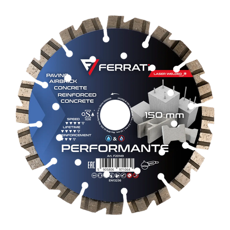 Tarcza do cięcia betonu zbrojonego i bloczków 150 mm Performante Ferrati