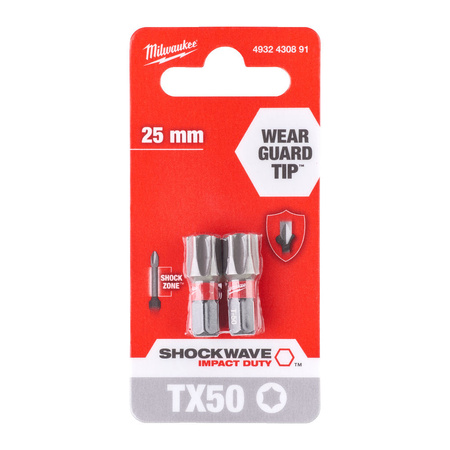 Bity udarowe Milwaukee Torx TX50 25 mm 2szt. Shockwave Impact Duty 4932430891