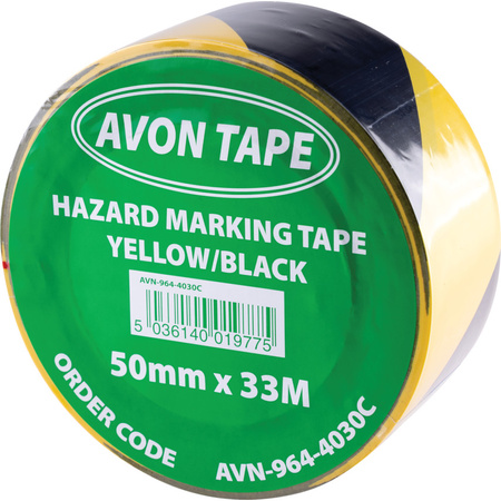 Taśma ostrzegawcza samoprzylepna czarno-żółta 50 mm 33 m Avon AVN9644030C