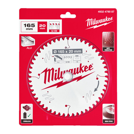 Tarcza do cięcia drewna aluminium 165 mm Milwaukee 4932479087