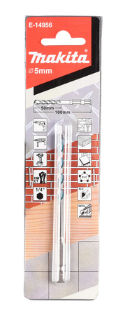 Wiertło uniwersalne 5 x 100 mm uchwyt 1/4" HEX Makita E-14956