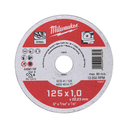 Tarcza do cięcia metalu Milwaukee 125 / 1 mm 4932451477