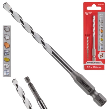 Wiertło udarowe uniwersalne do metalu drewna betonu 5 x 100 mm Milwaukee 4932471093