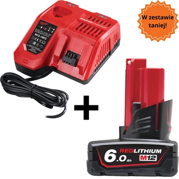 Zestaw zasilający akumulator 6,0 Ah i ładowarka Milwaukee M12B6 4932451395 + M12-18FC 4932451079