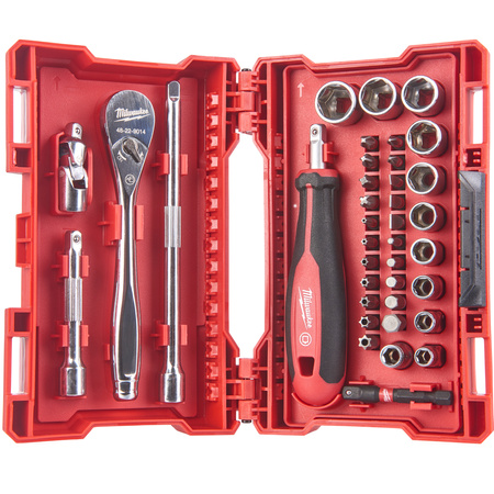 Zestaw: grzechotka, nasadki i bity 1/4“ Milwaukee 4932479096